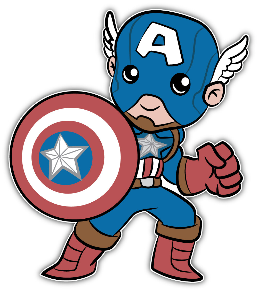 Avengers Captain America Cartoon Sticker Bumper Decal – »SIZES»