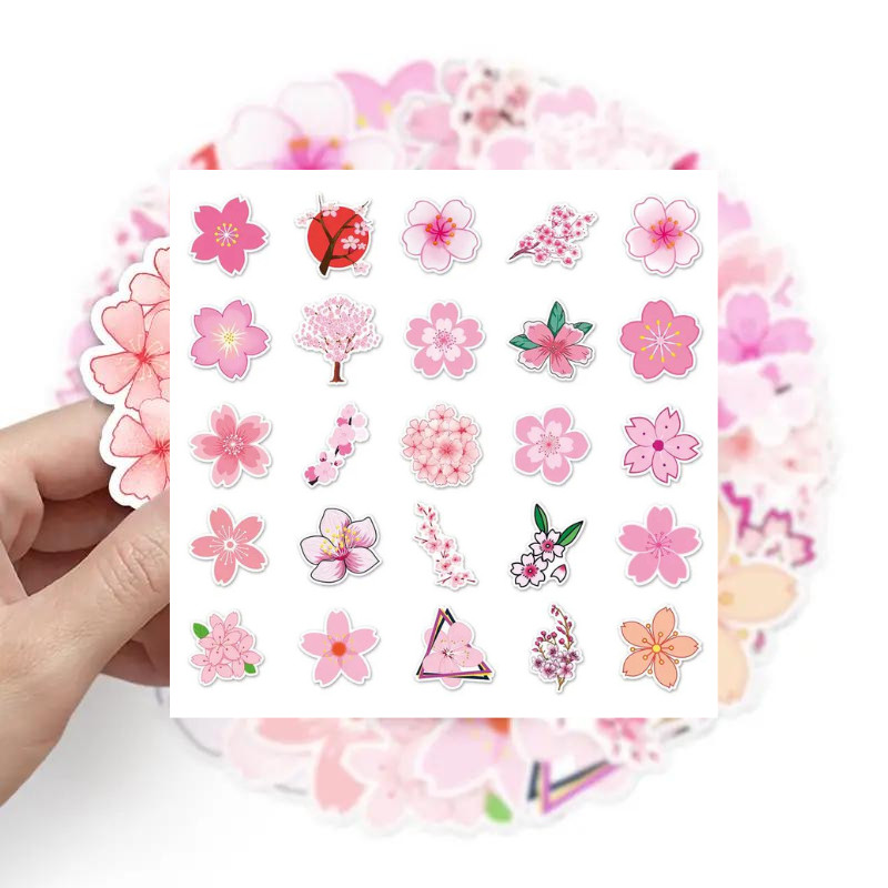 Cherry Blossom Stickers – Waterproof Vinyl Decals for Laptop, Planner 10/20/30PC