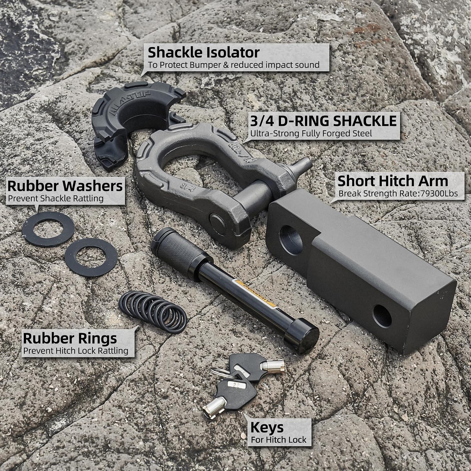 Shackle Hitch Receiver for 2In Receiver, 79300Lbs BSR 11000Lbs WLL, Extreme Forg