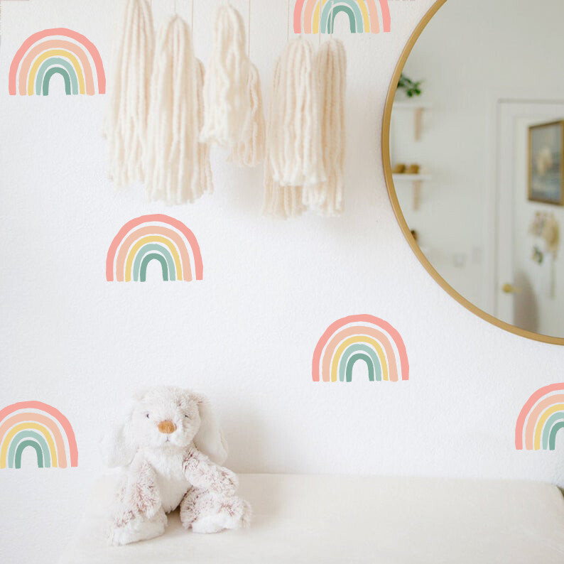 Rainbow Wall Decals – Hand Drawn Rainbow Wall Sticker, Boho Rainbow