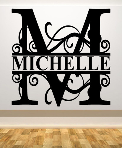FANCY LETTER «M» PERSONALIZED w/ NAME CAR WALL VINYL DIE CUT DECAL 9″ – 22″ TALL