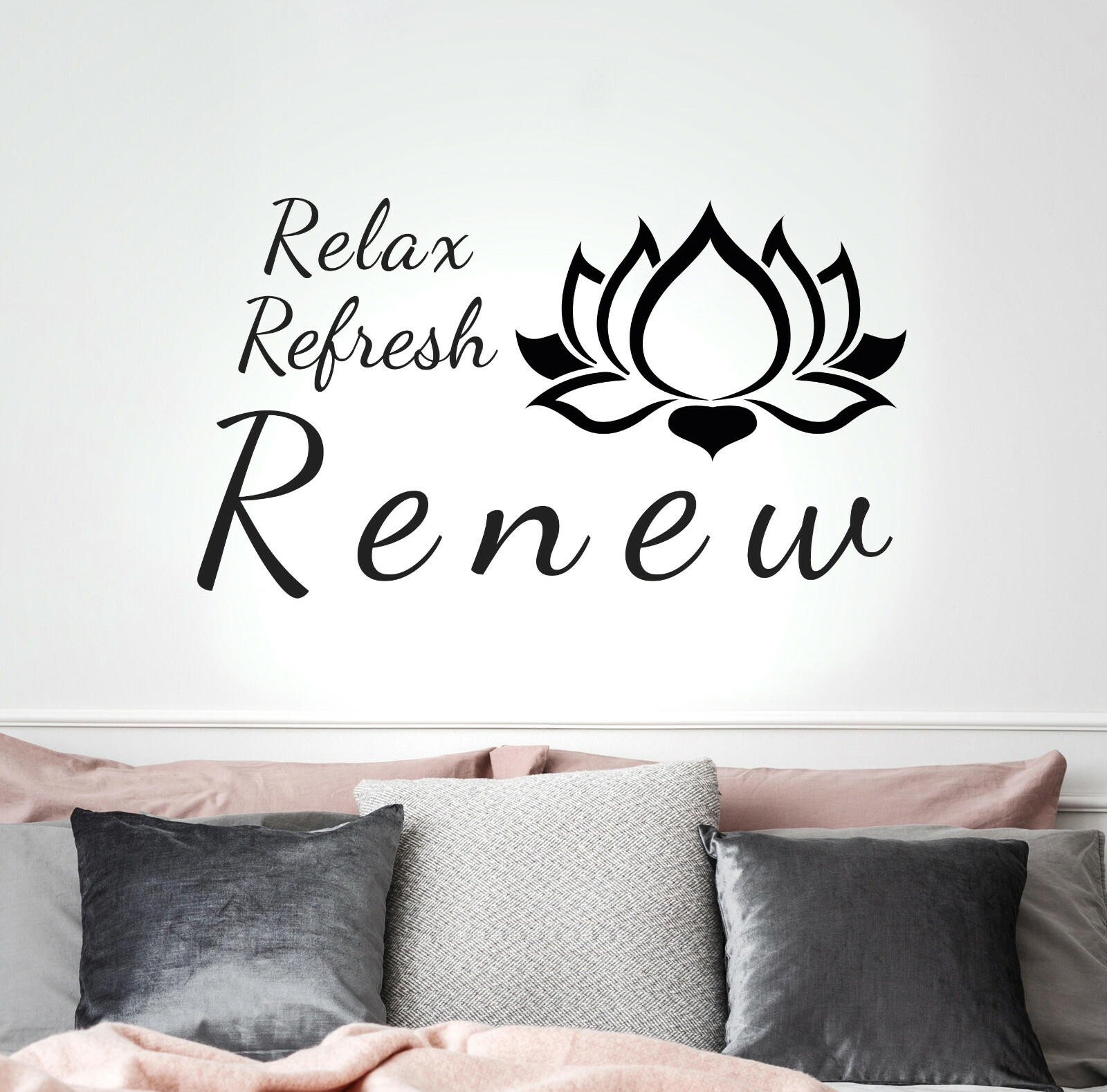 Vinyl Wall Decal Lotus Relax Refresh Renew Yoga Stickers 20 in x 35 in gz265