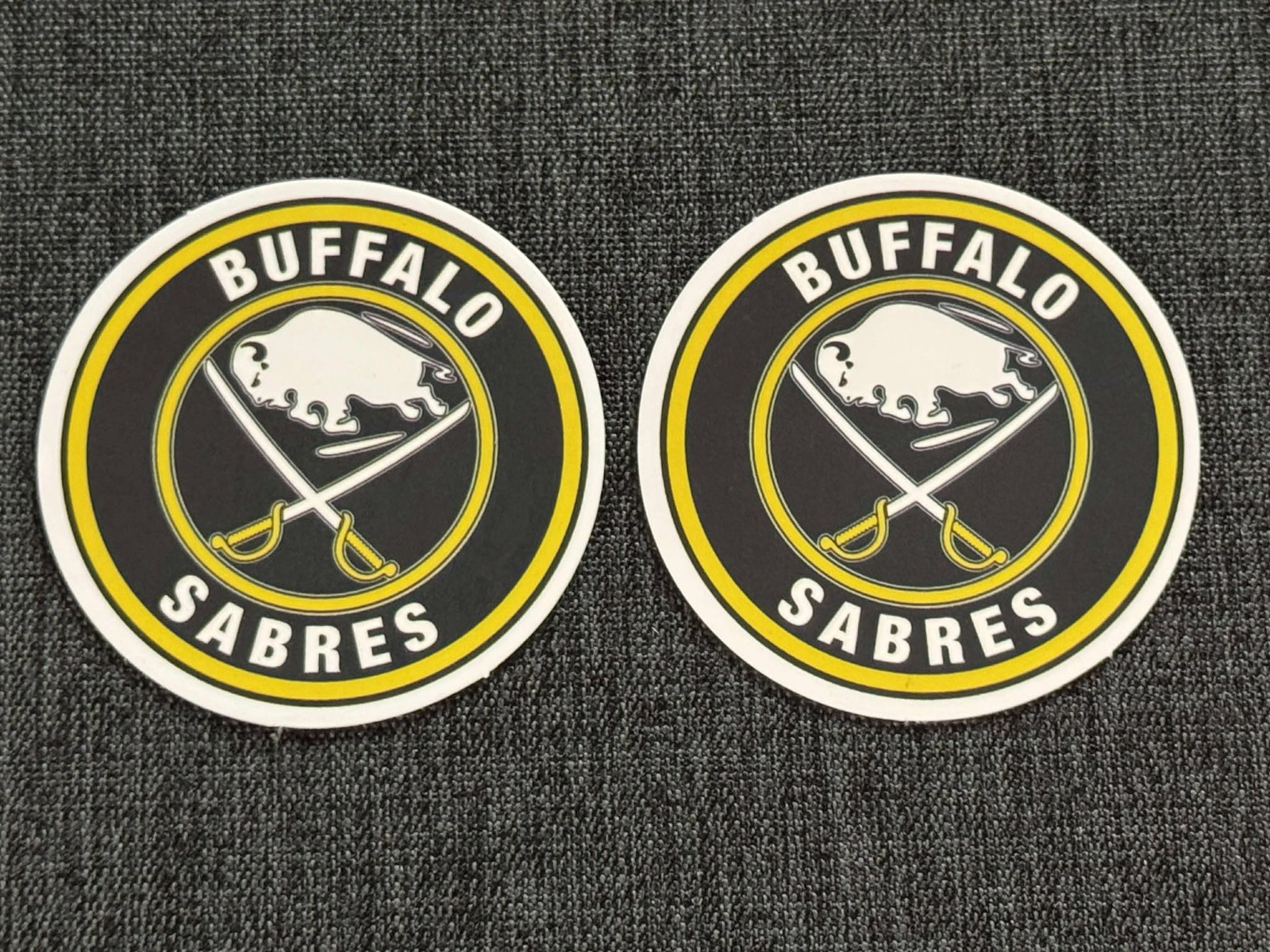 Lot (2) BUFFALO SABRES 2 1/4″ x 2 1/4″ Logo STICKERS Fast! FREE SHIP!