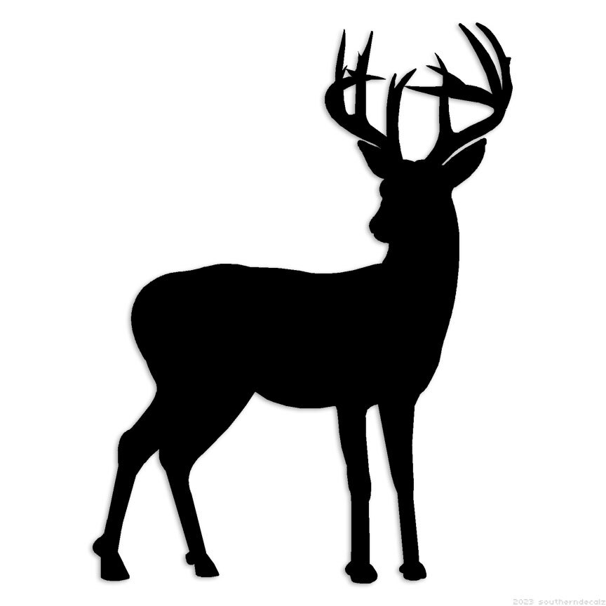 Buck Deer Silhouette – Decal Sticker – Multiple Colors & Sizes – ebn6334