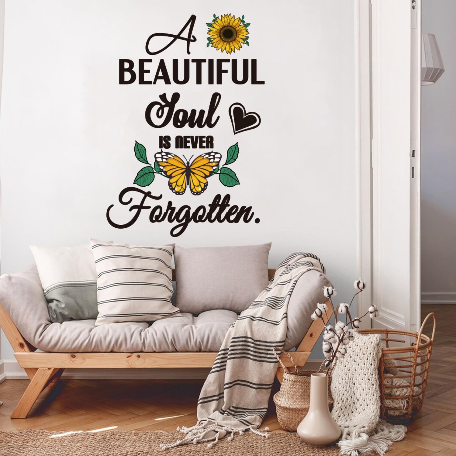 5 Pieces Bible Verse Wall Stickers Inspirational Wall Decal Sunflowers and Bu…
