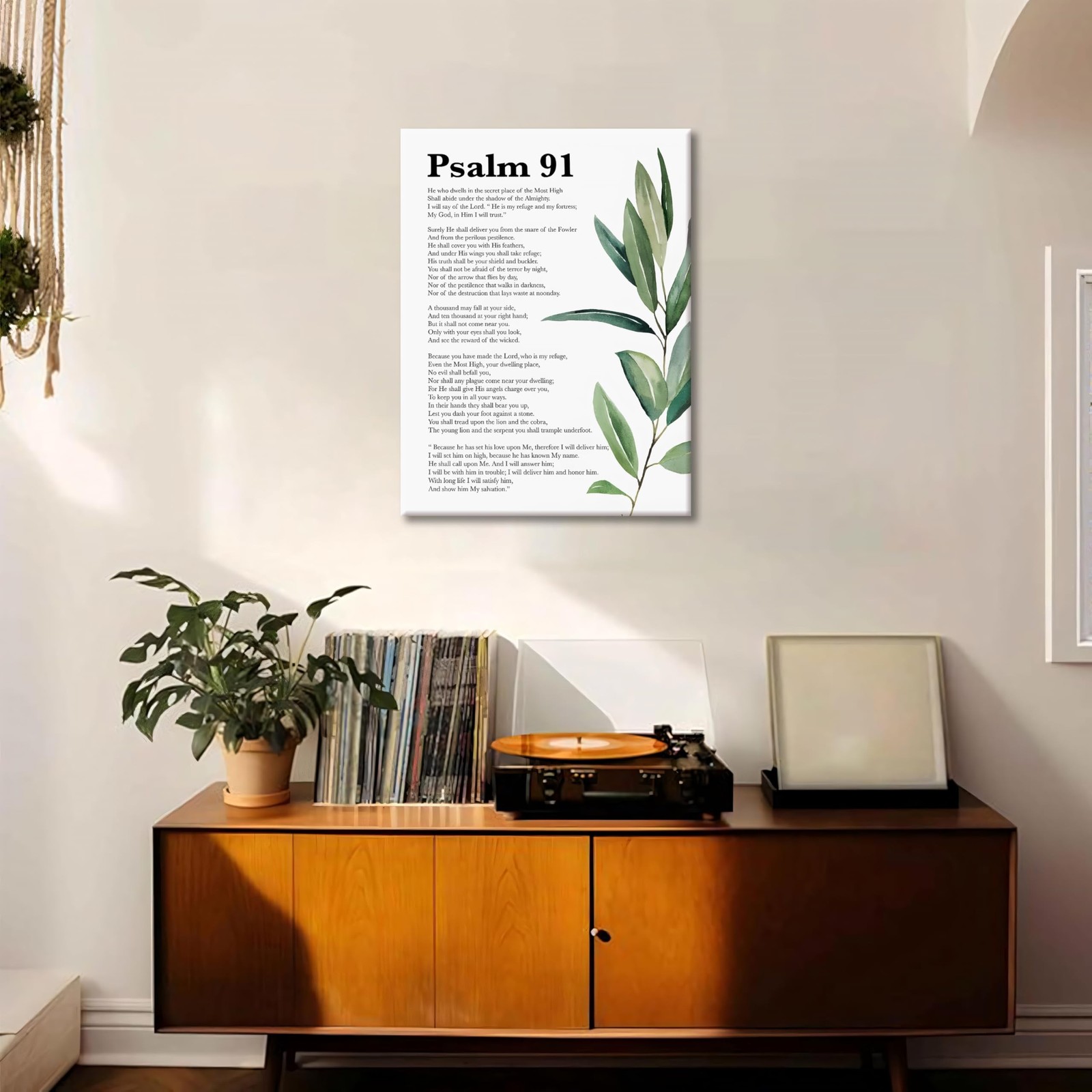 Framed Psalm 91 Wall Art Bible Verse Scripture Canvas Painting, Gallery Wrapp…