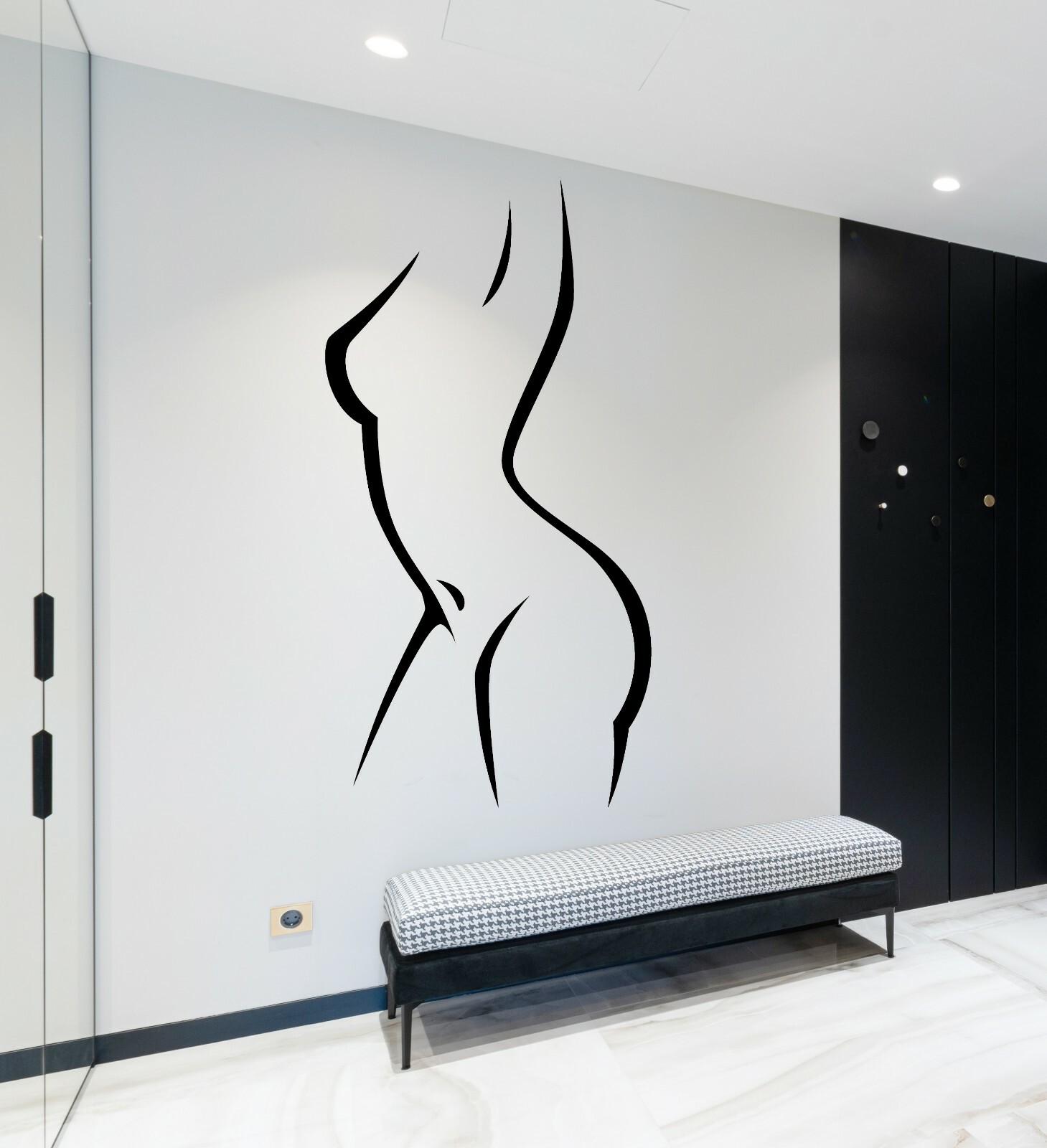 Sexy Girl Body Outline Woman Silhouette Lady Figure Fitness Bathroom Wall Décor
