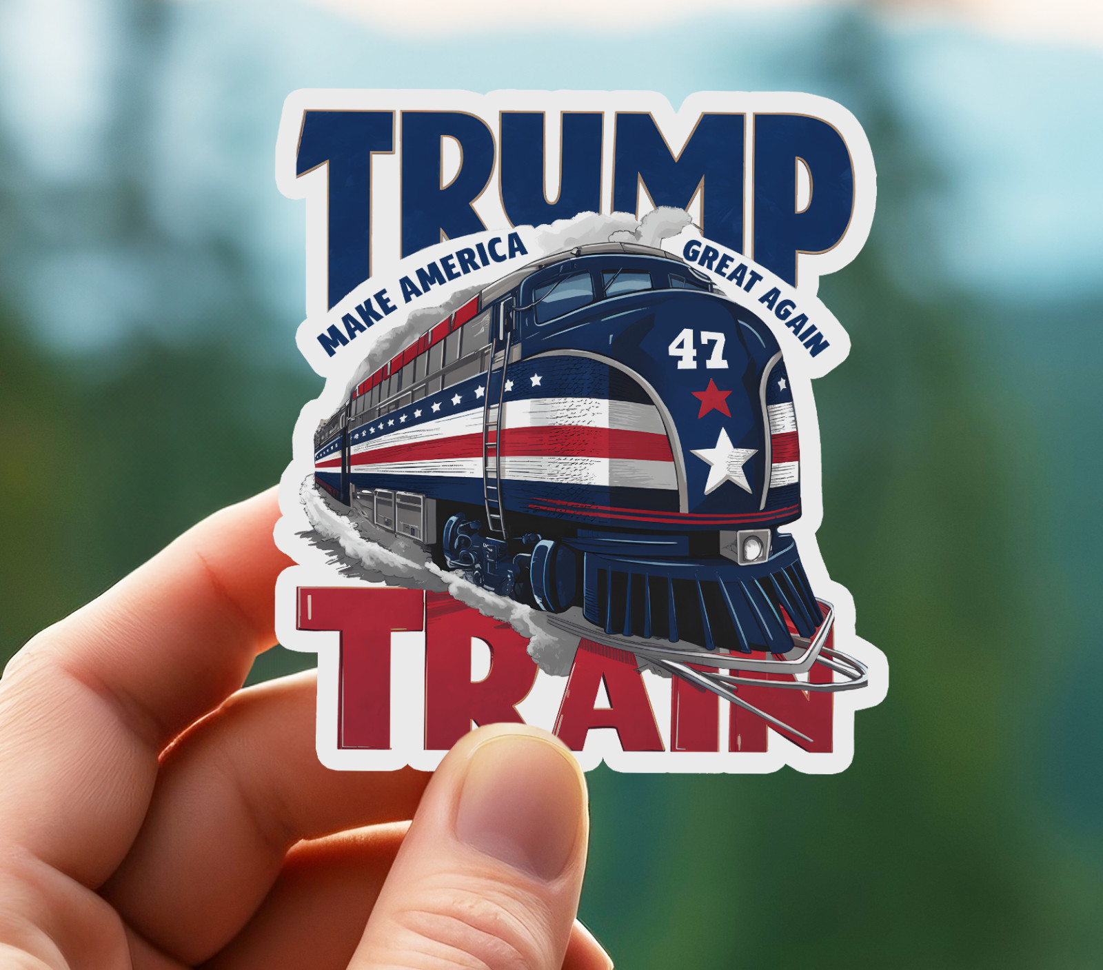 NEW- MAGA – TRUMP TRAIN 2024 «Make US Great AGAIN» Vinyl Sticker 3×3.5 INCHES