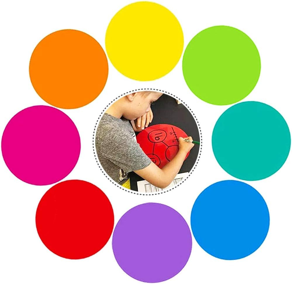 8 Pack 11″ Dry Erase Dots – Colorful Vinyl Circle for Teaching & School Training