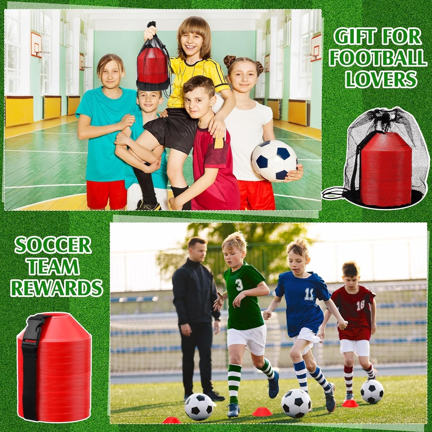 100 Mini Soccer Cones – 5″ Agility Training Discs for Kids Sports Drills, Access