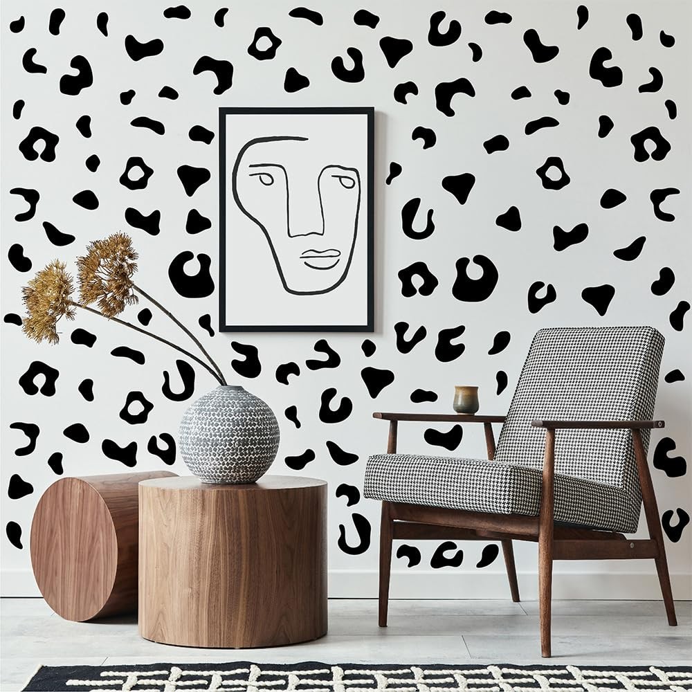360 PCS Matte Black Leopard Print Wall 0.6–2.6 in,