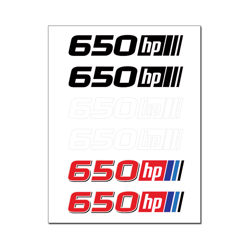 650 Horsepower 6 Vinyl Graphic Car Stickers Sheet