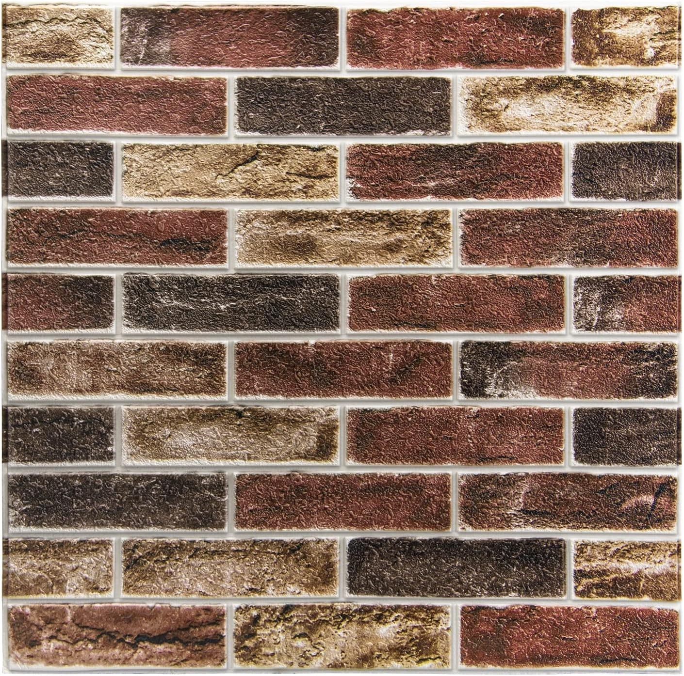 Faux Brick Wall Panels 10-Pack 52.5 Sq Ft 3D Peel & Stick Waterproof Foam