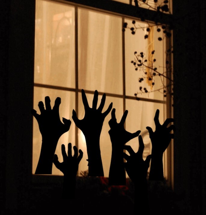 Zombie Arms Decal – Full Set of six Removeable Permanent Decal Cling Halloween
