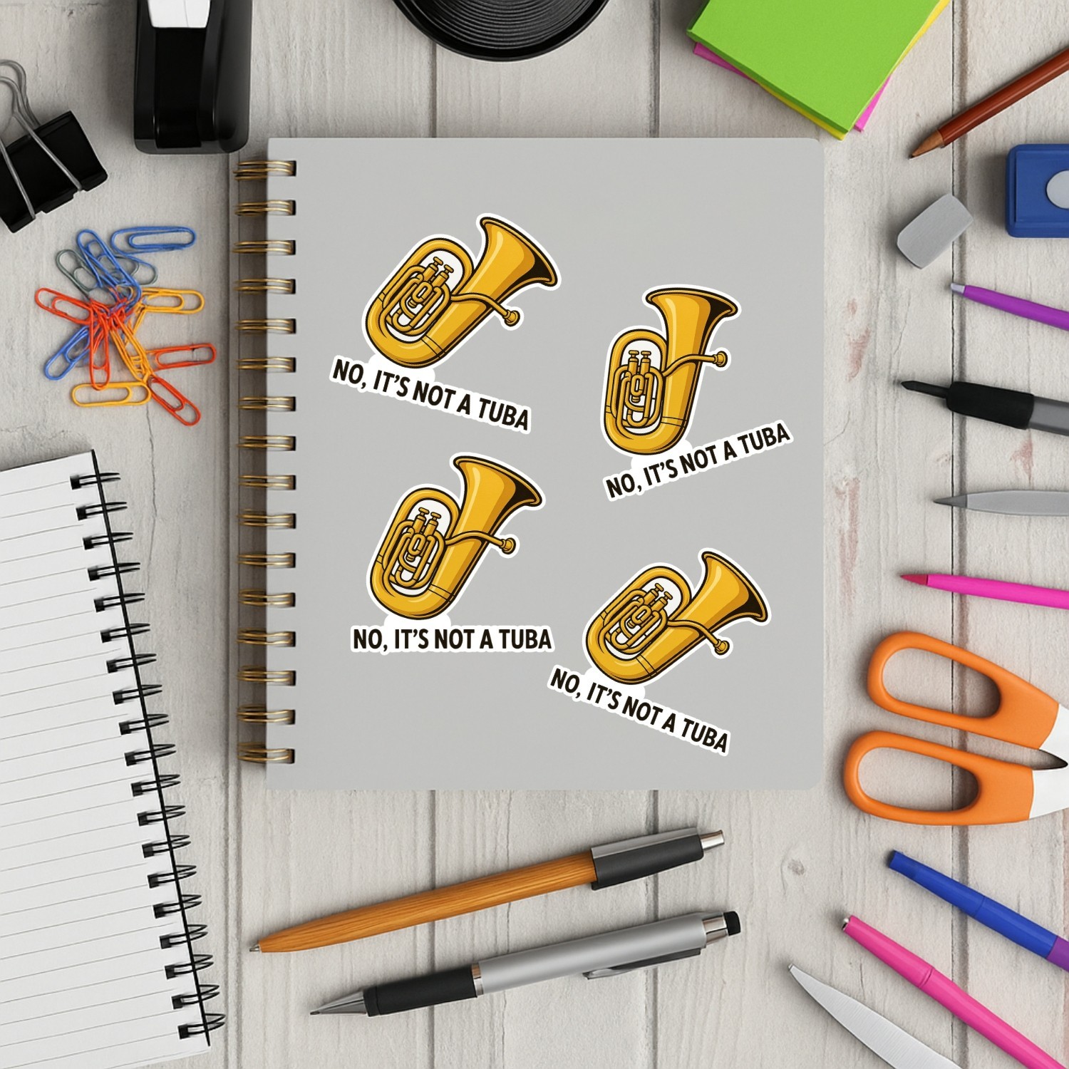 4PCS “No, It’s Not a Tuba” Stickers – Euphonium & Low Brass Musician Vinyl Decal