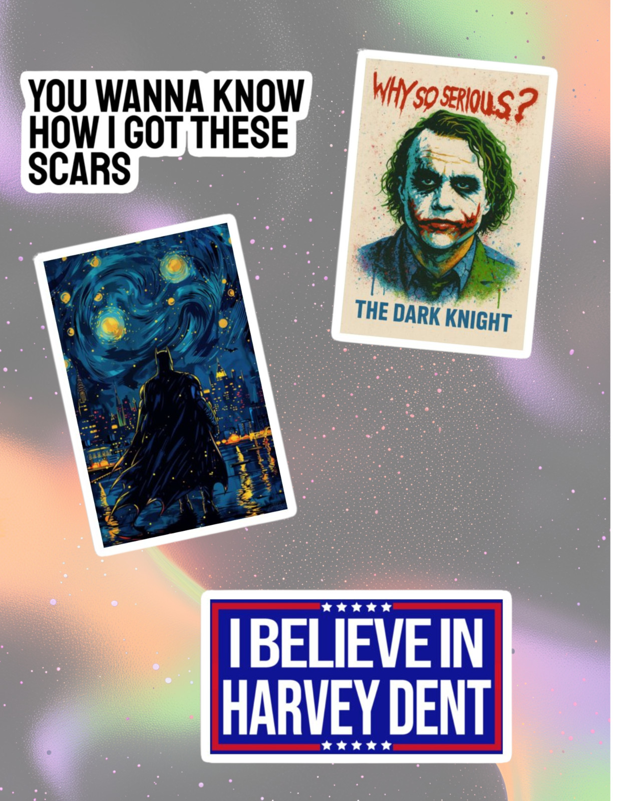 The Dark Knight Batman Joker 4pc Sticker Pack