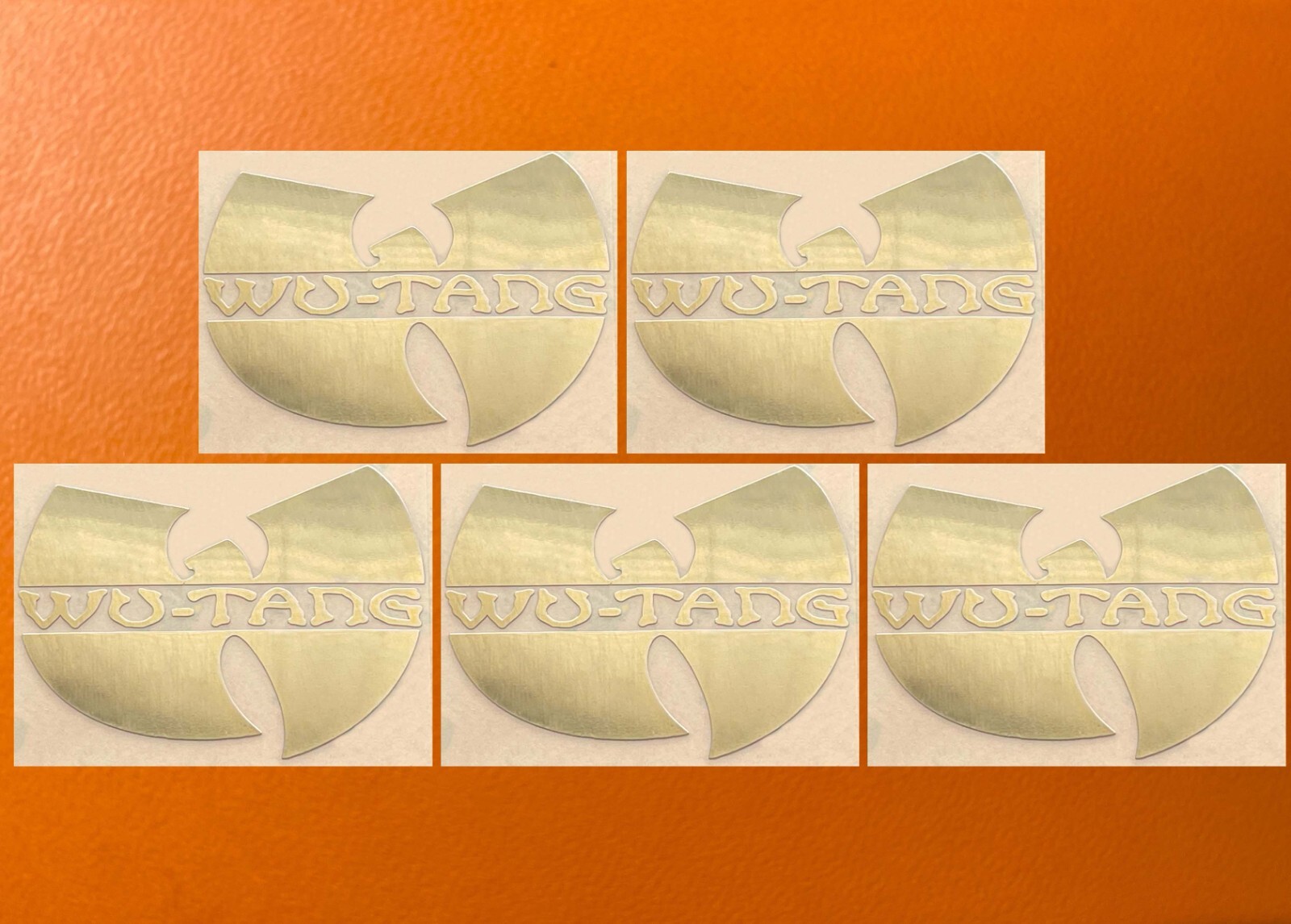 5 pcs Sticker for Wu Tang Street Wear Golden Color Mirror Logo Decal 2″ Wide