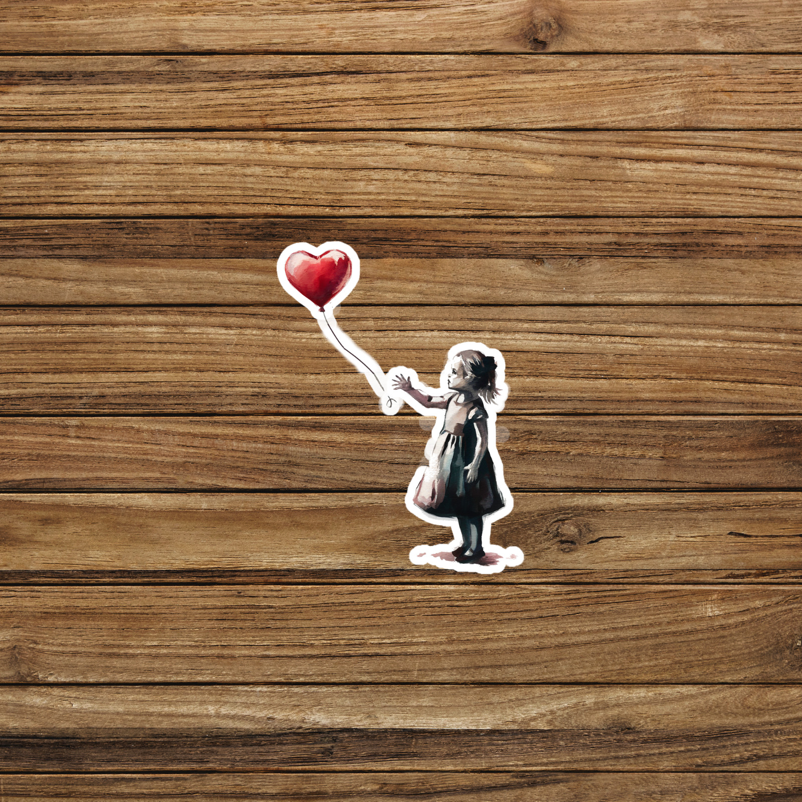 Banksy Girl with Red Balloon Heart Sticker – Iconic Street Art Decal #1305