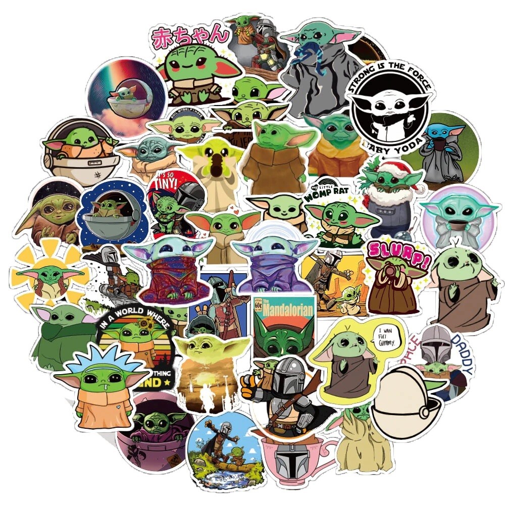 Baby Yoda Star Wars Mandalorian Vinyl Stickers 100 Pcs (2*50 Pcs) for Laptop etc