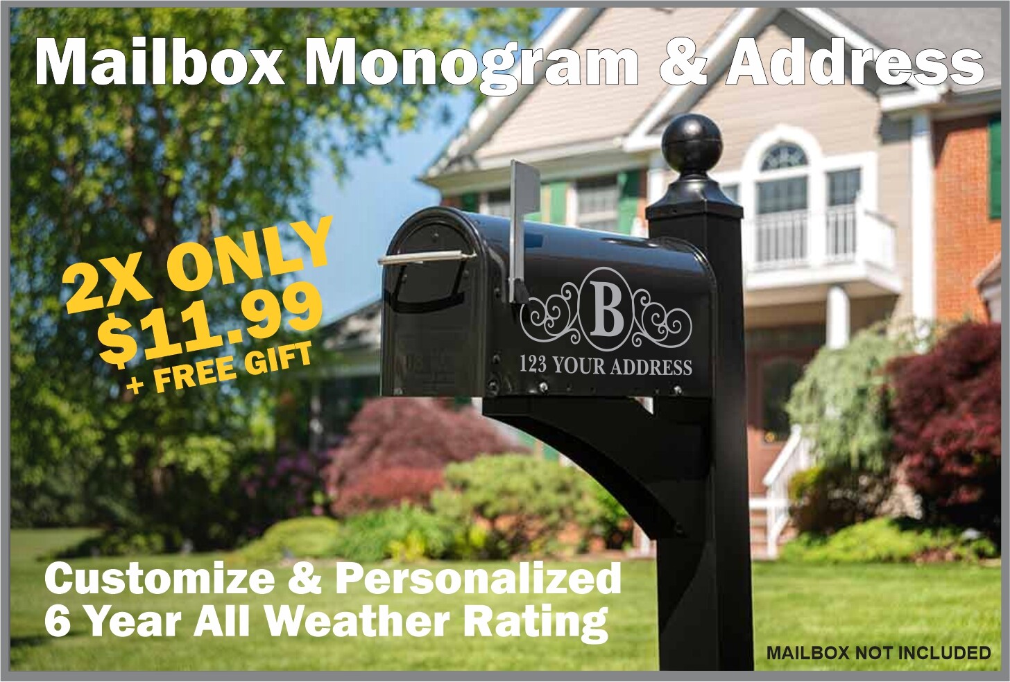 Mailbox Monogram Custom Vinyl Decal Kit – FREE GIFT!