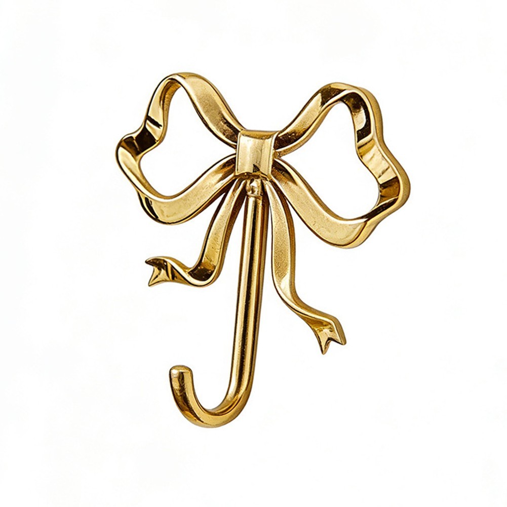 Modern Bowknot Wall Hooks Gold Tone 2.55 x 2.16 Inch for Small Apartment Use