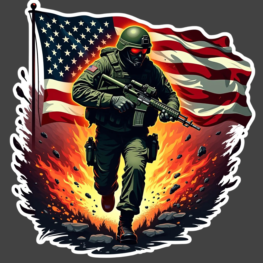 Army Soldier American Flag Sticker Vinyl Decal Military Tactical Patriotic 7″