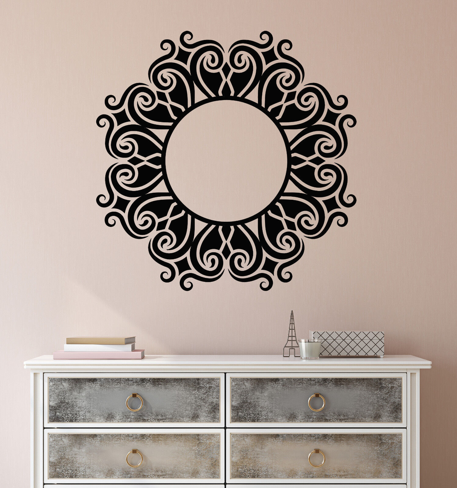 Vinyl Wall Decal Flower Ornament Frame Room Decoration Stickers (2249ig)