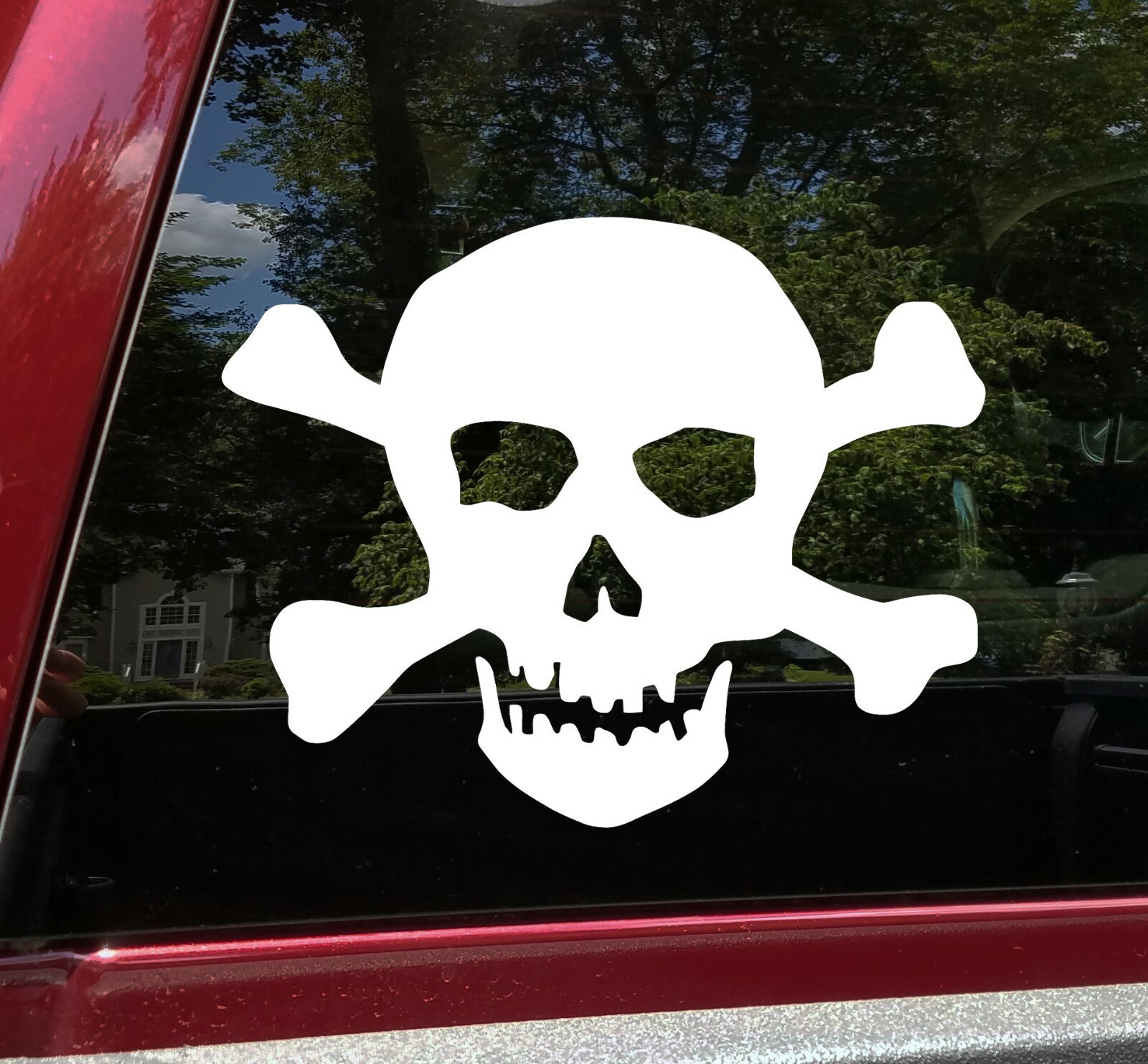 Skull and Crossbones V2 Vinyl Decal – Skeleton Head Jolly Roger Die Cut Sticker