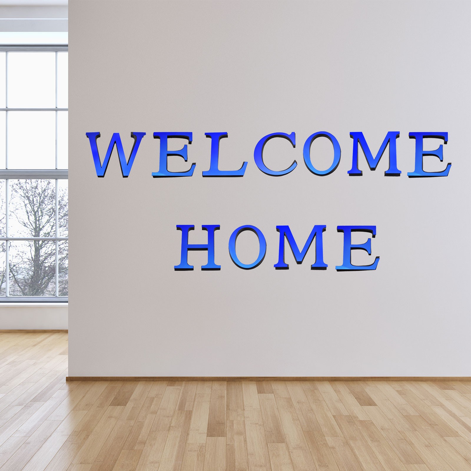 3D Acrylic Alphabet Mirror Wall Stickers Letter O Self-Adhesive Blue