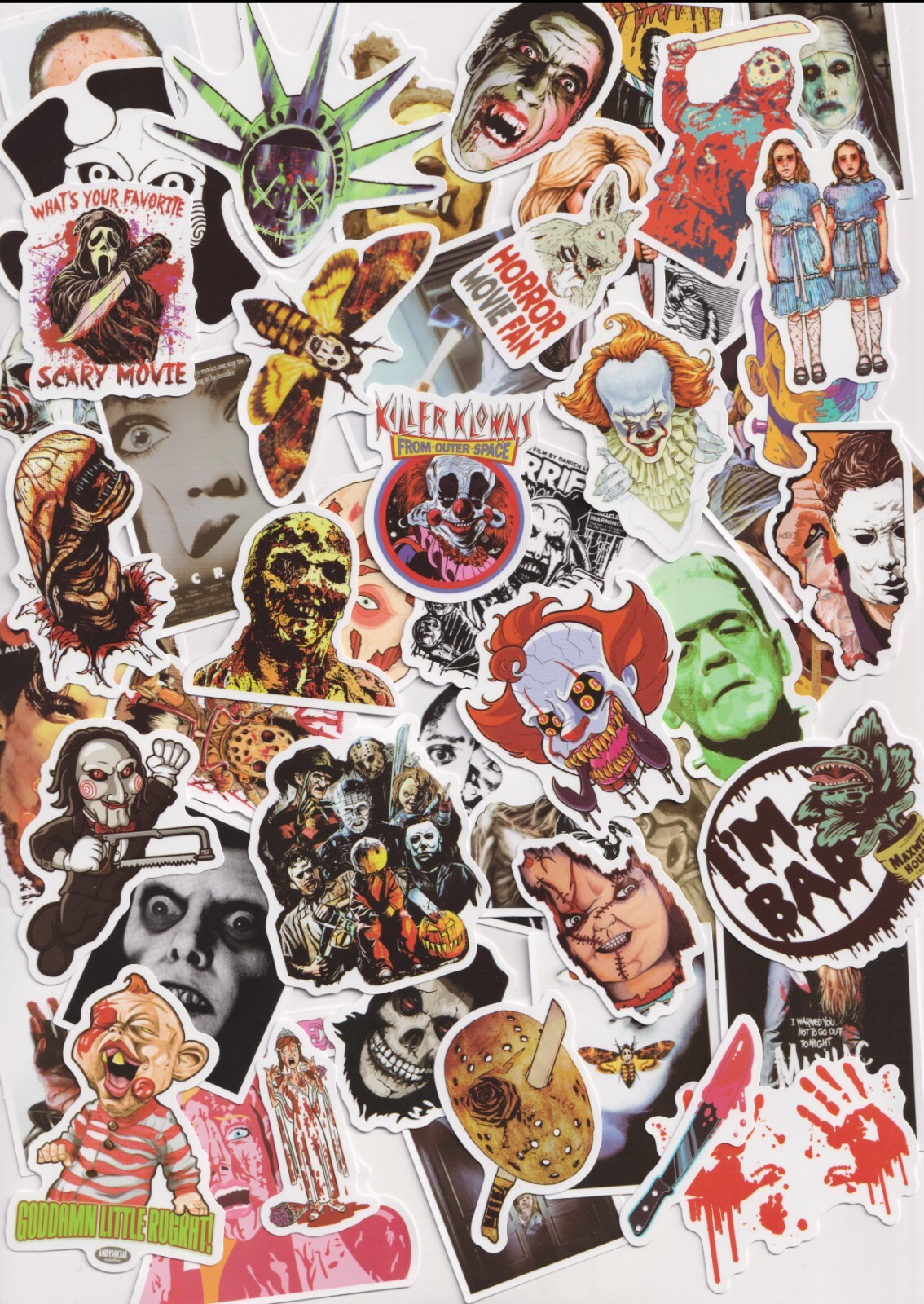 Horror Movie Stickers 50 Pieces High Quality Vinyl Waterproof Glossy Decals