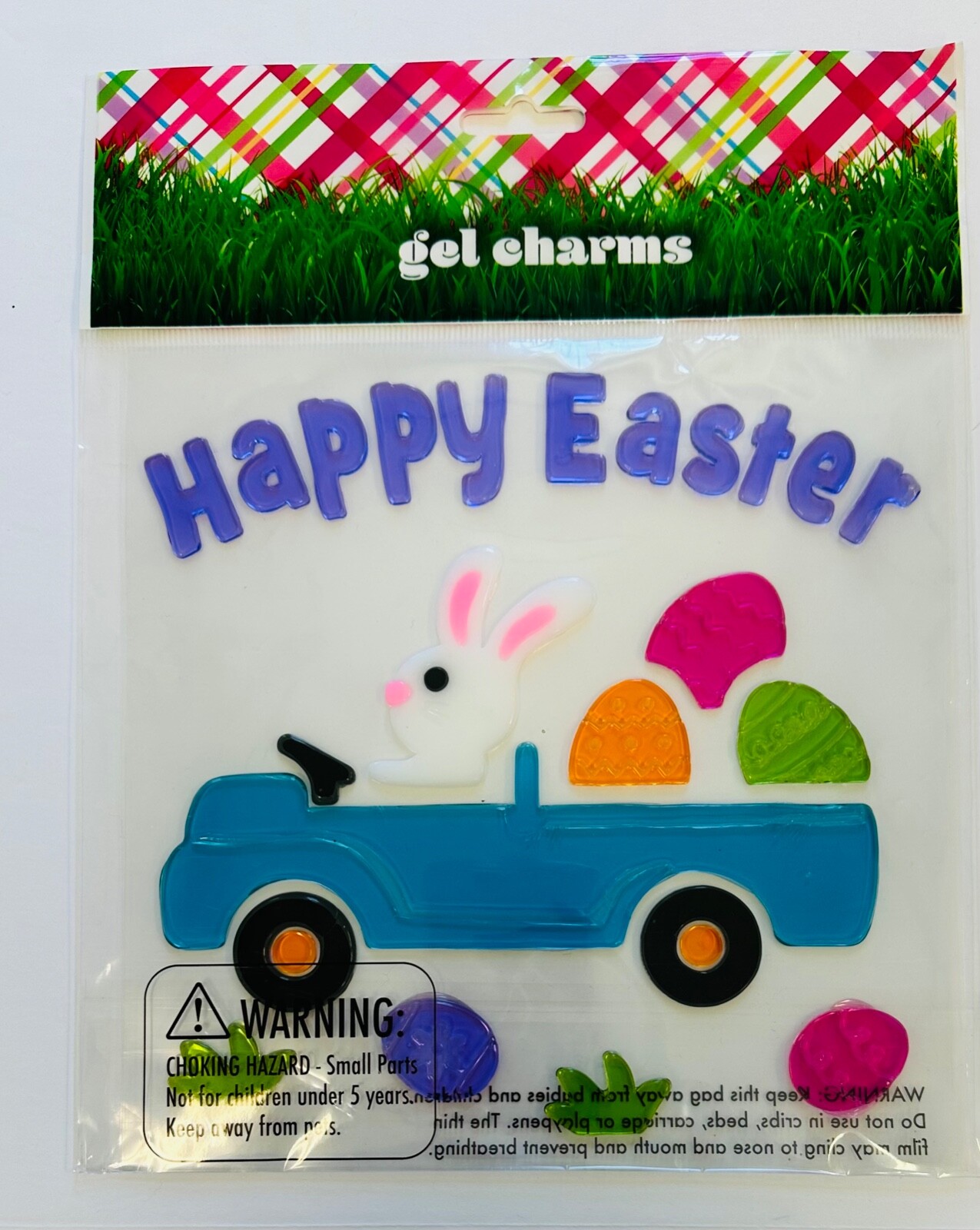 Happy Easter Bunny in Truck Window Gel Sticker Cling Decorations classroom decor
