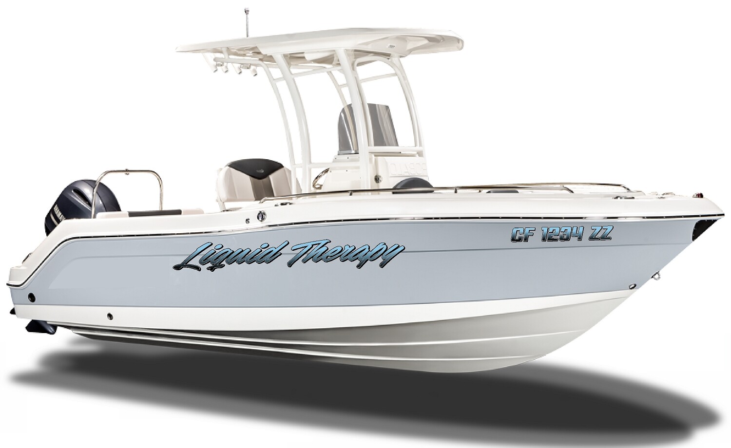 Boat Name Decal 8×48″ / Custom Hull Graphic / Premium Marine Vinyl Lettering GRB