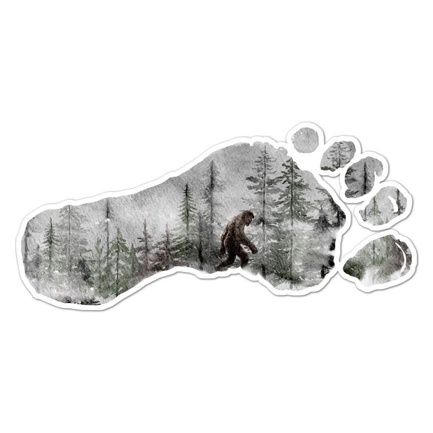 Footprint Squatch Bigfoot, Vinyl Decal Sticker, Indoor Outdoor, 3 Sizes, #9219