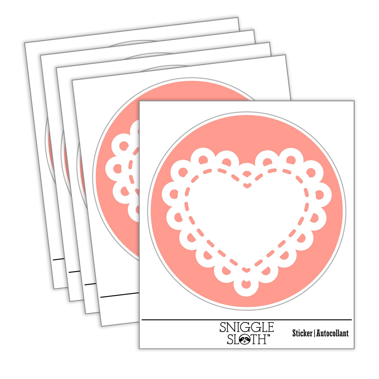 Fancy Heart Doily Love Valentine’s Day Laptop Water Bottle Sticker 5 Pack