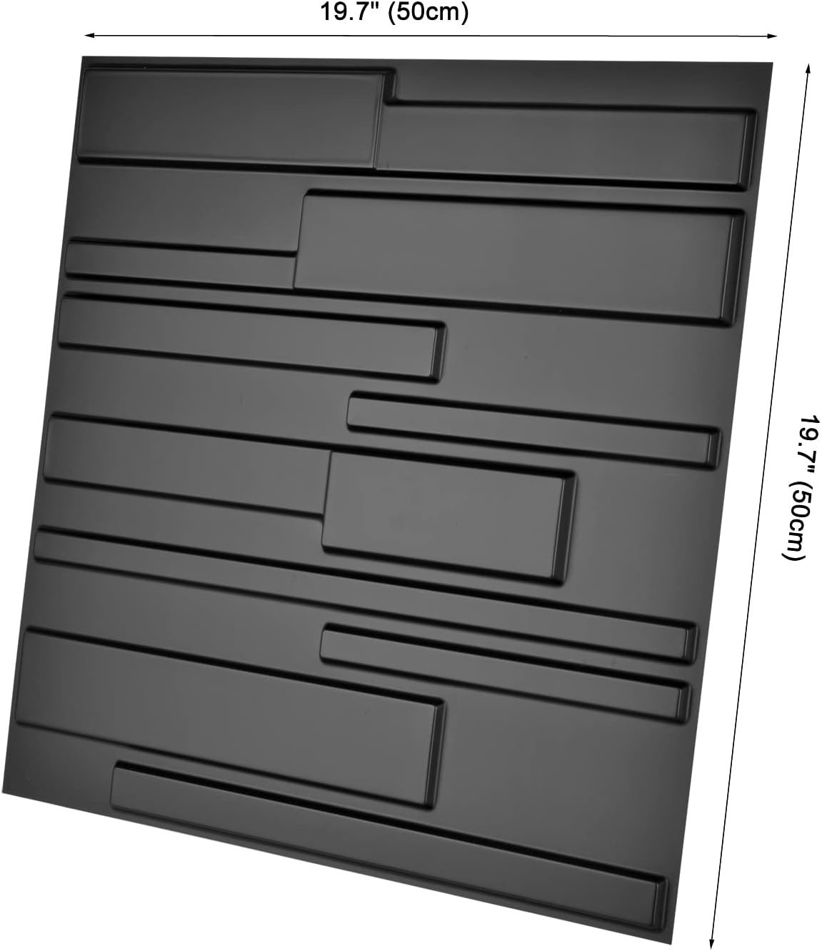 Pack of 12 3D PVC Wall Panels – Lightweight Black Rectangles
