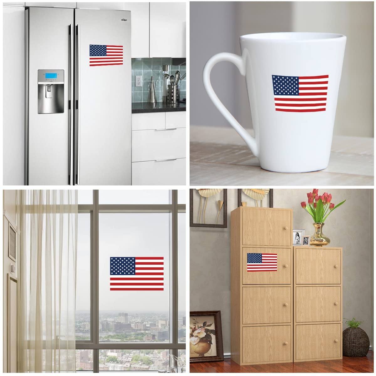 US American Flag Sticker USA Decal in Multiple Sizes, 3 Pack, 11.7 x 8.3 Inches