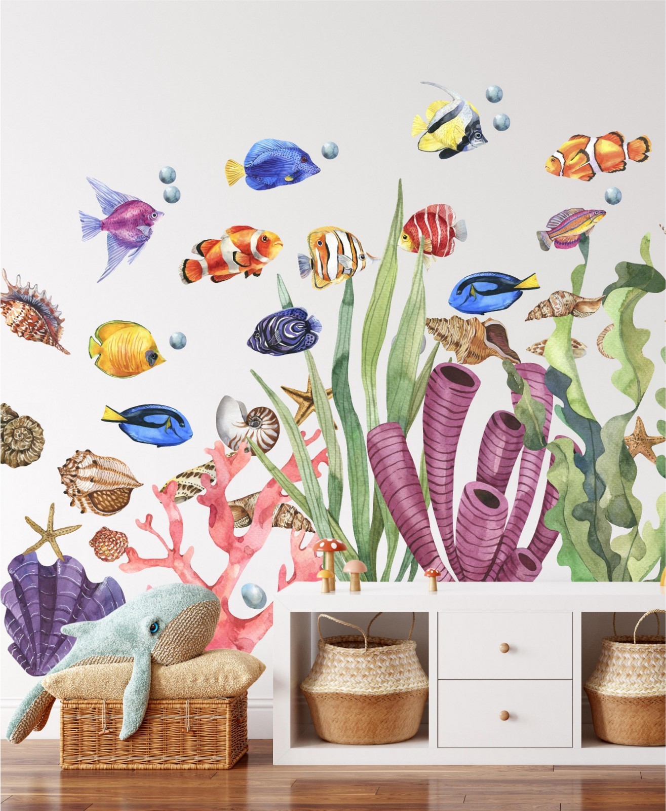 Ocean Wall Decal Under The Sea Nursery Sea Life Fish Coral Seaweed Set