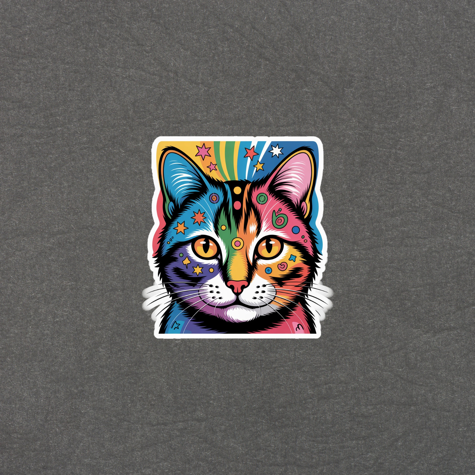 Colorful Cat Pop Art Vinyl Sticker Decal for Laptop, Water Bottle, or Phone #710