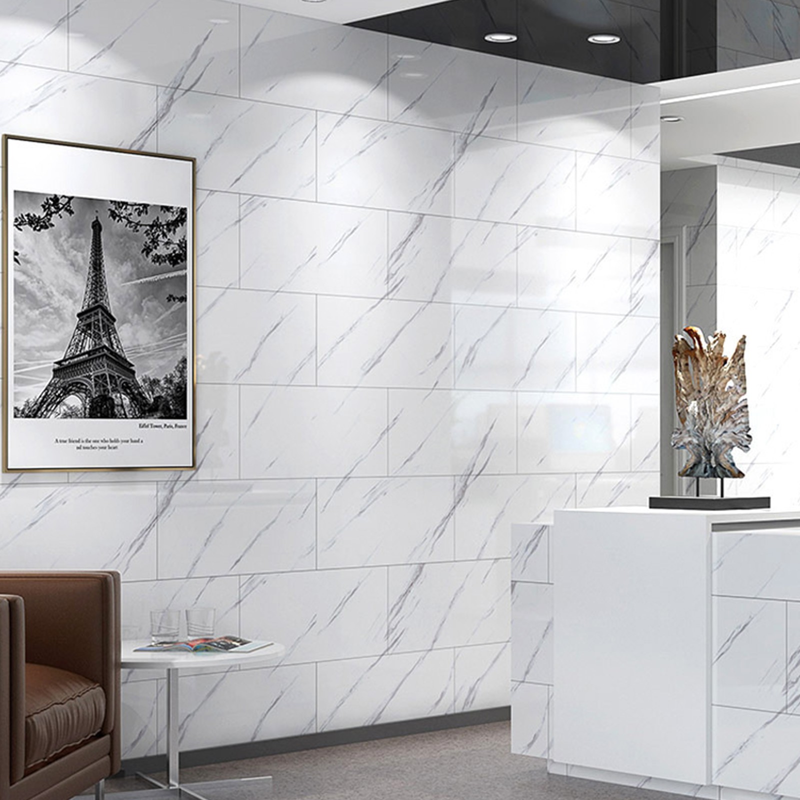 30*60cm Marble Tiles Sticker Self-Adhesive Kitchen Bathroom Home Wall Decoration