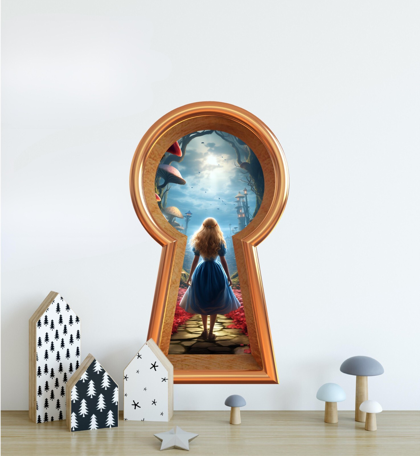 Keyhole Wall Decal Entering Wonderland Whimsical Fabric Wall Sticker Nursery