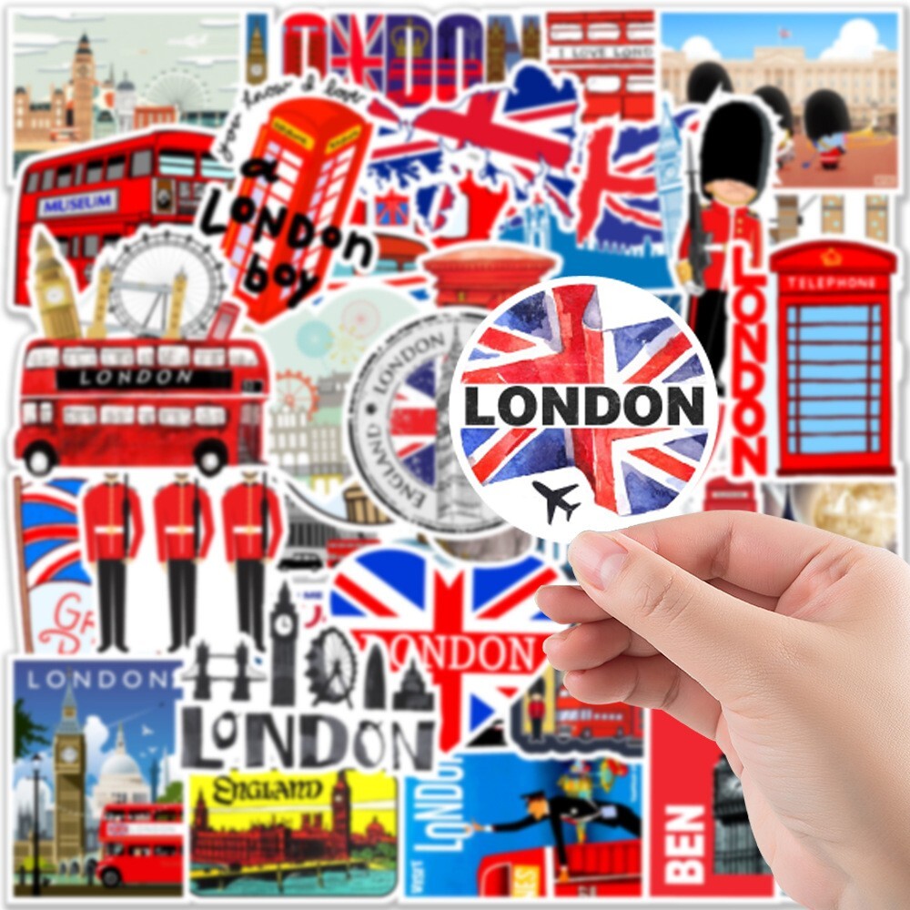 50 Pcs Stickers Trendy British Style Skateboard Luggage Phone Fridge Car Vinyl