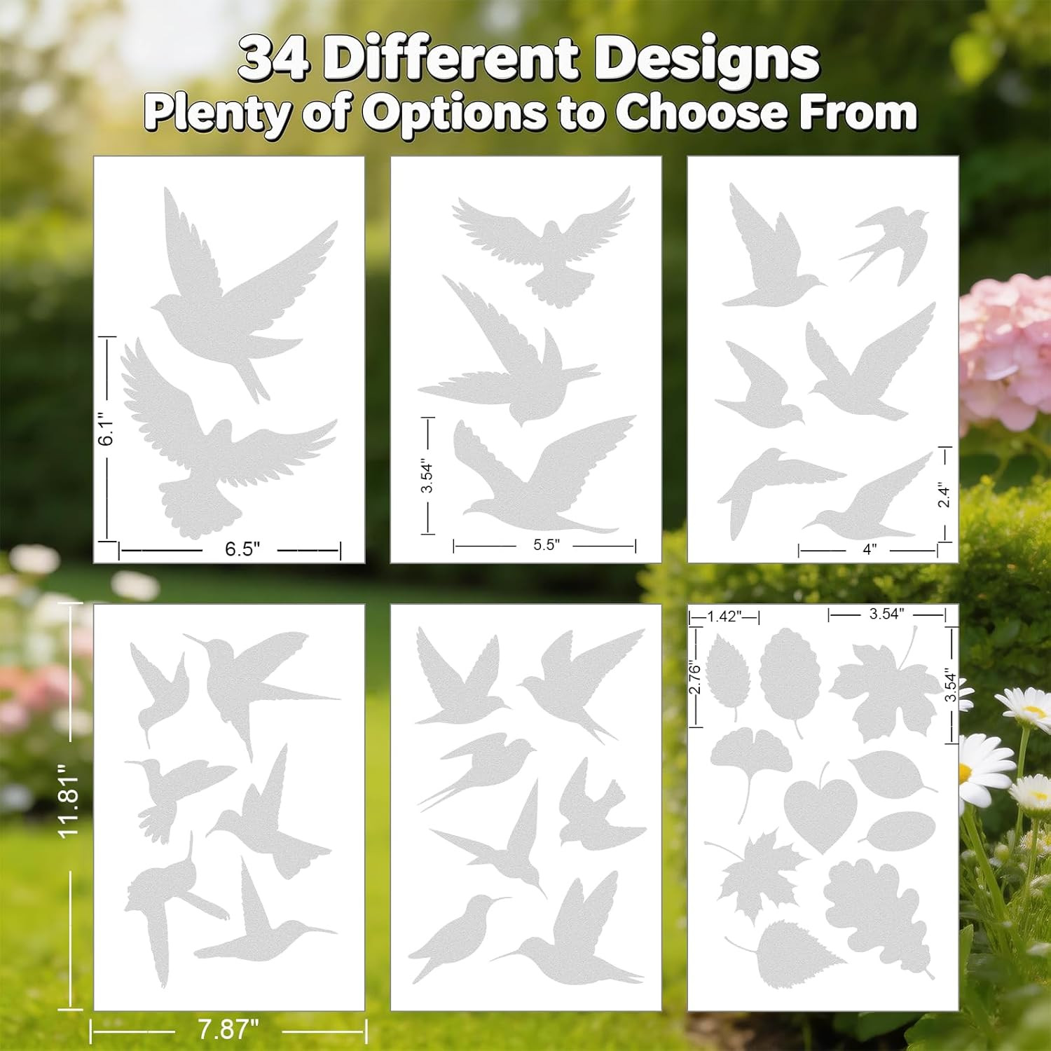 Anti-Collision Window Decals – Bird & Leaf Patterns for Glass Door Protection