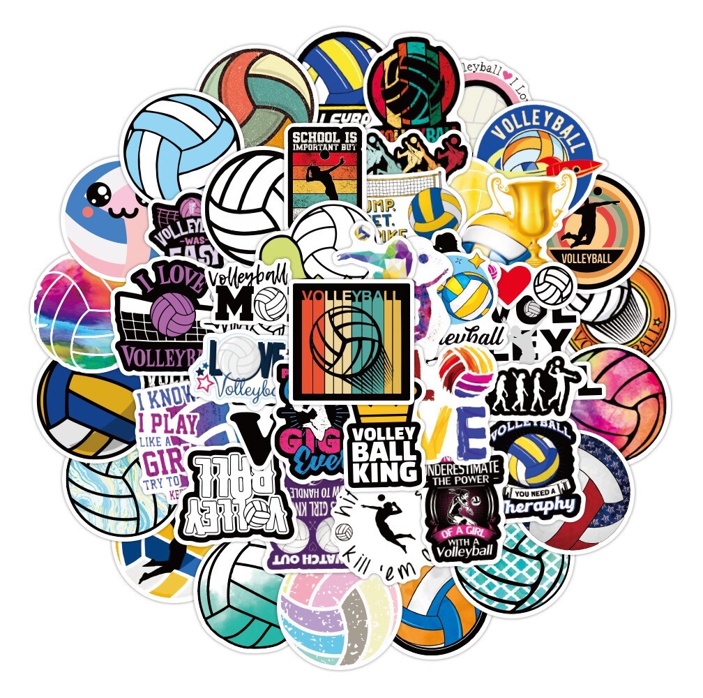 50pcs Volleyball Stickers, Waterproof Non-residue Stickers, #159-2