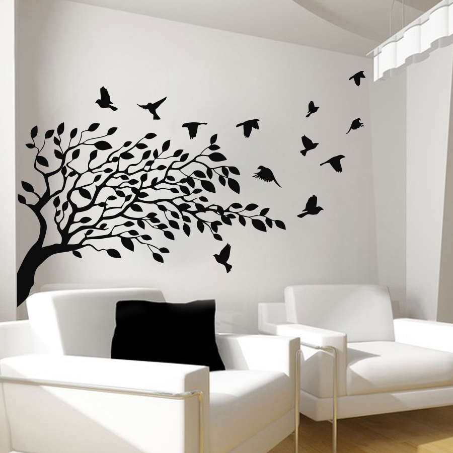 Tree Wall Decals Vinyl Bird Sticker Baby Tree Bedroom Art Home Decor Art Ah90
