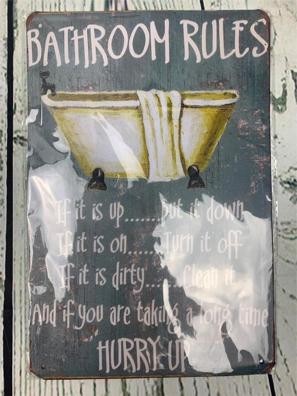 Mega Deal Bathroom Rules Rustic Bathroom Decor Retro Vintage Look Wall Tin Sign