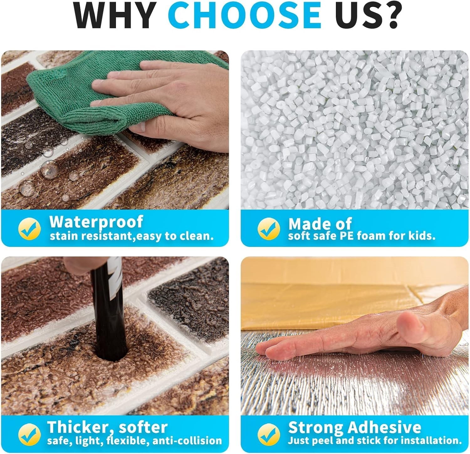 Faux Brick Wall Panels 10-Pack 52.5 Sq Ft 3D Peel & Stick Waterproof Foam