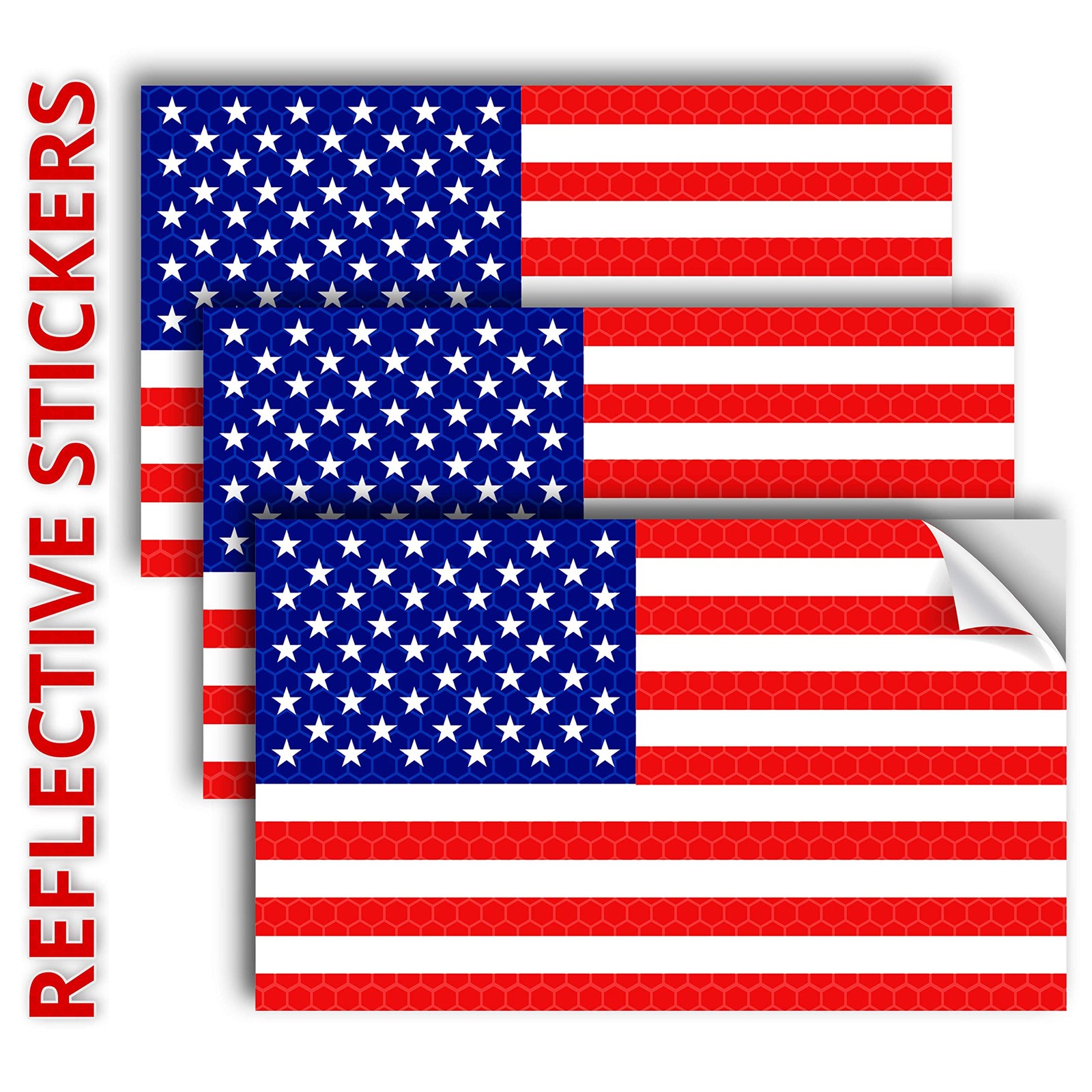 3PC Reflective American Flag Sticker – 5×3 Inches – American Flag Decal Stickers