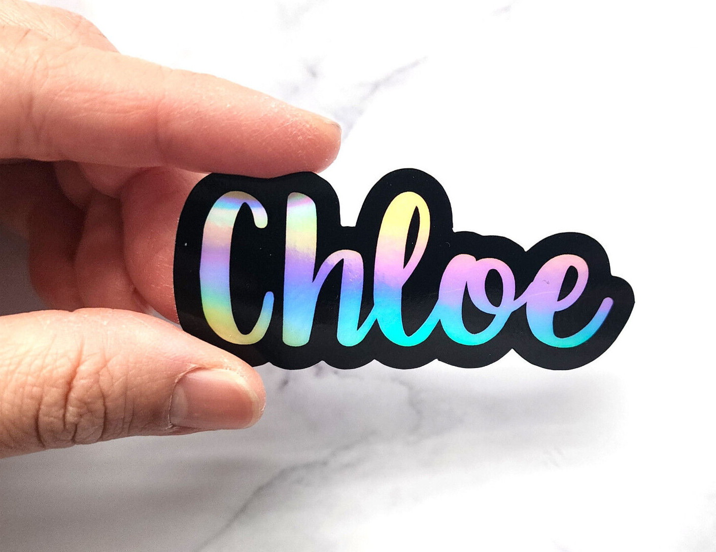 Holographic Outlined Vinyl Custom Name Decal Sticker for bottles Tumblres Cars