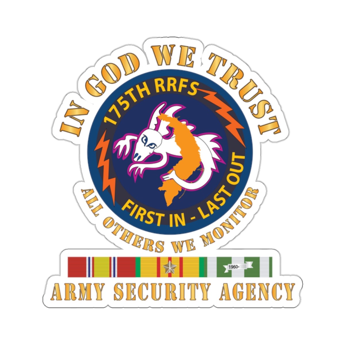 Kiss-Cut Stickers – 176th RRFS – First In Last Out – SSI – In God we Trust – ASA