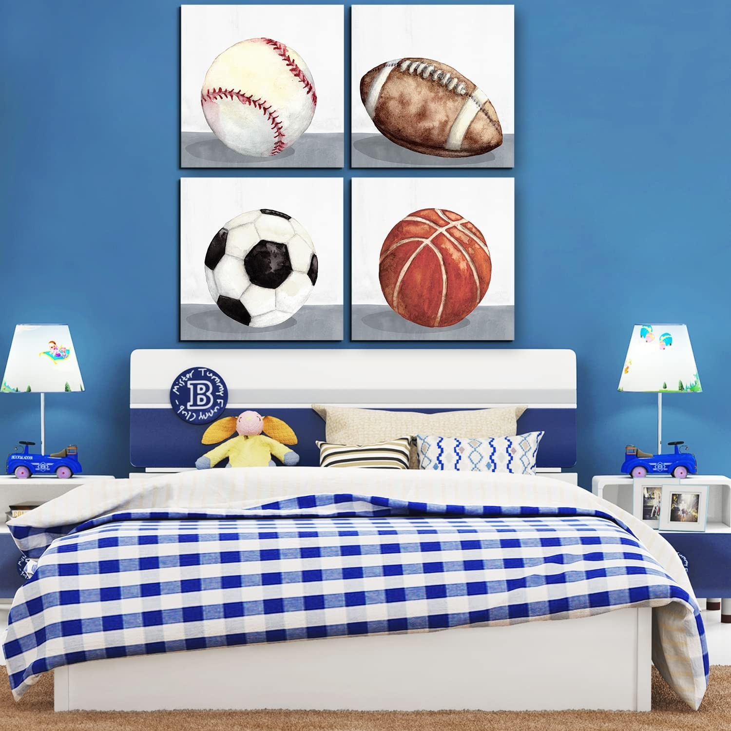 Sports Wall Art Kids Boys Sports Room Decor Soccer Football Baseball Basketba…